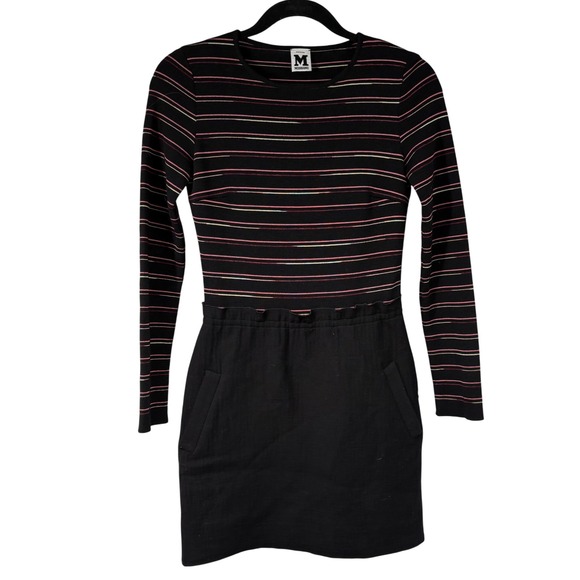 M Missoni Black Pink Striped Bodice Knit Dress Long Sleeve US 0 or XS Womens - Picture 1 of 12